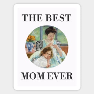 THE BEST KNITTING MOM EVER FINE ART VINTAGE STYLE CHILD AND MOTHER OLD TIMES. Sticker